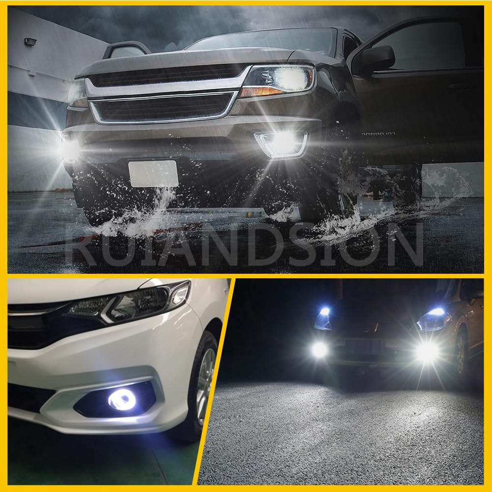 Ruiandsion Luces Antiniebla LED H11B, Conjunto de Chips 2016 69SMD Superbrillante Blanco CA/CC 10-30V 12V 24V Sin Polaridad, Instalación Directa para Luces Antiniebla y DRL, Paquete de 2
