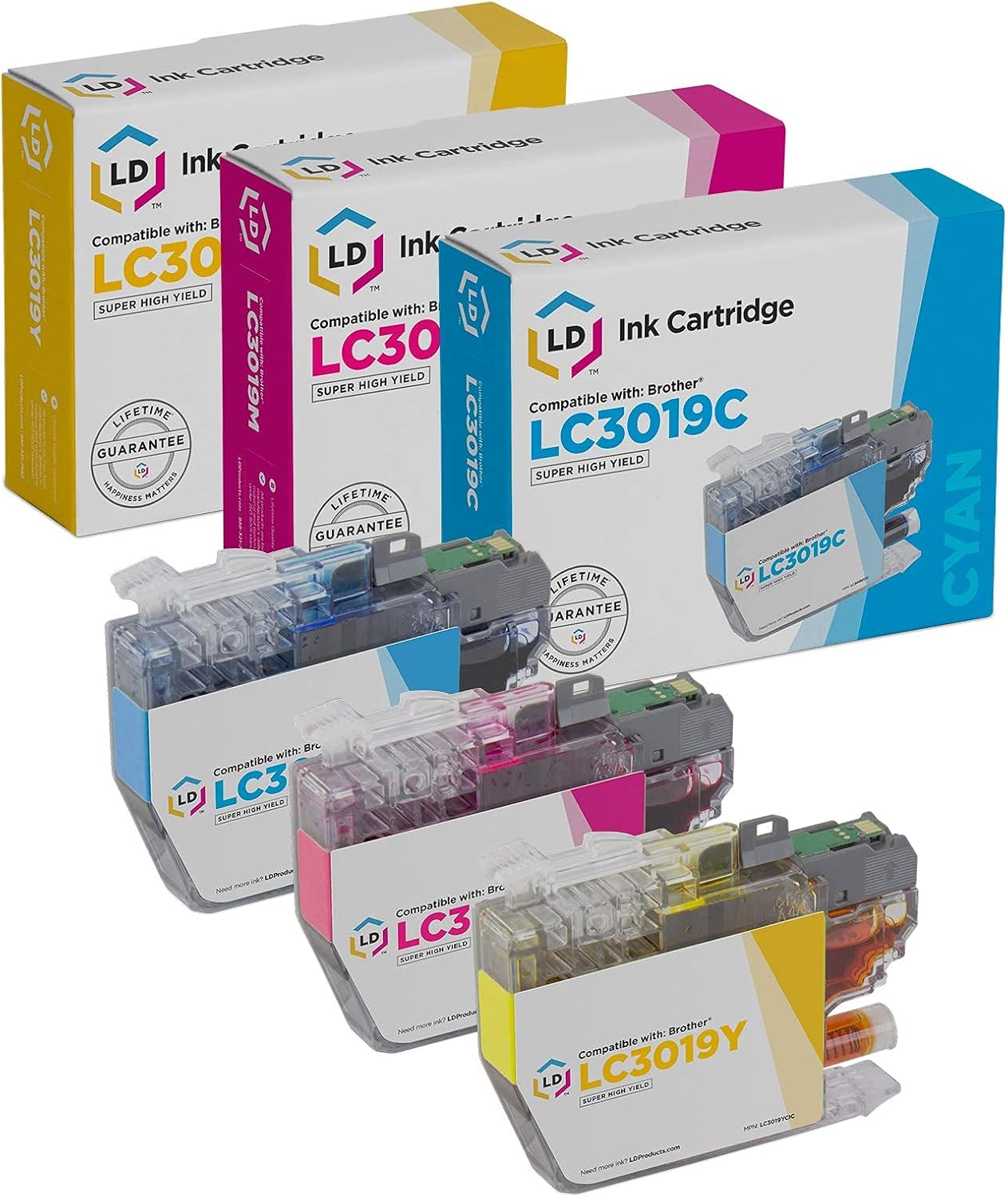 LD Products Compatible Ink Cartridge Replacement for Brother LC3019 Super High Yield (Cyan, Magenta, Yellow, 3-Pack) Compatible with MFC-J5335DW MFC-J5730DW MFC-J6530DW MFC-J6930DW