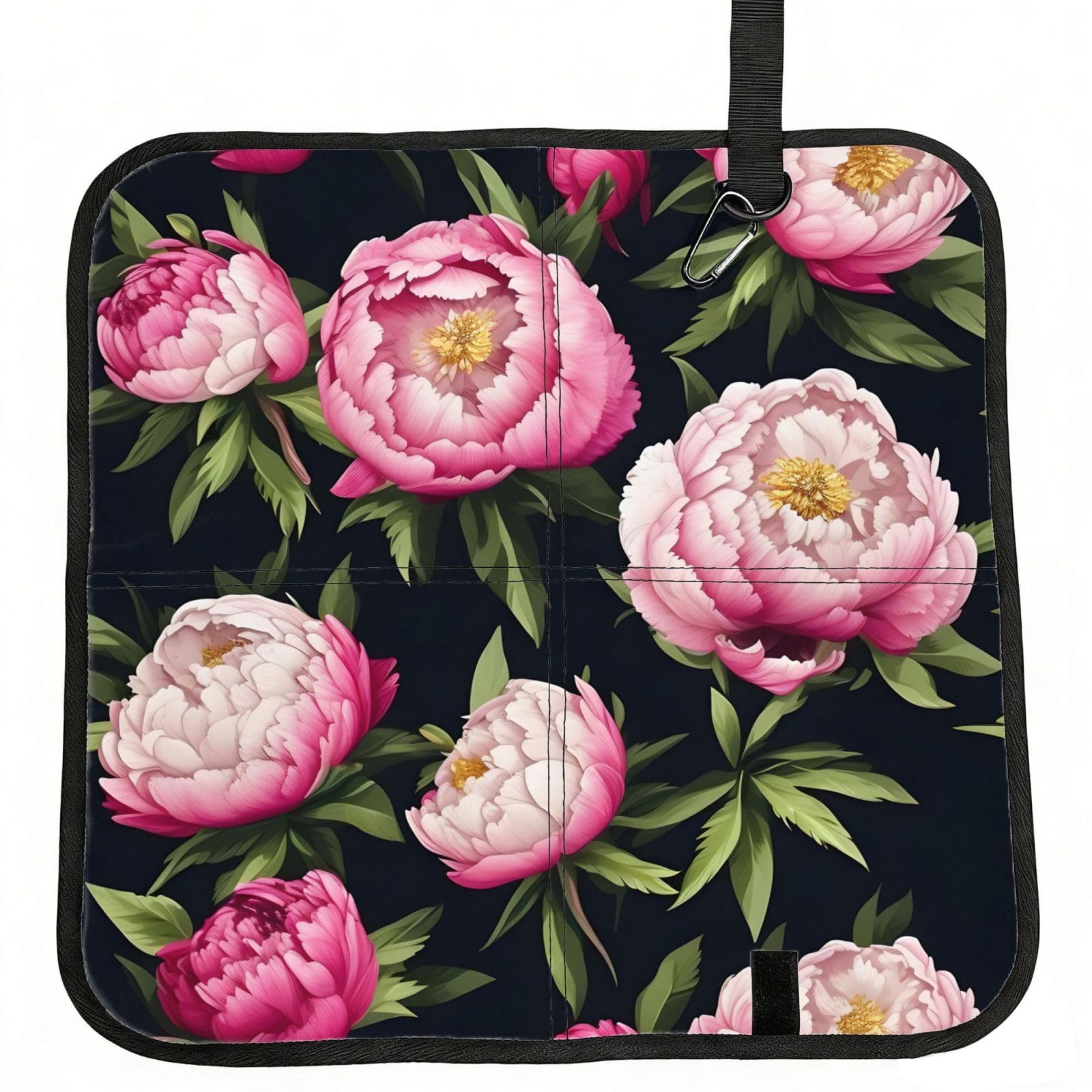 NImongt Peony Flowers Blossom Print Print Portable Chair Pad Foldable Seat Cushion Outdoor Seating Office Picnic Camping