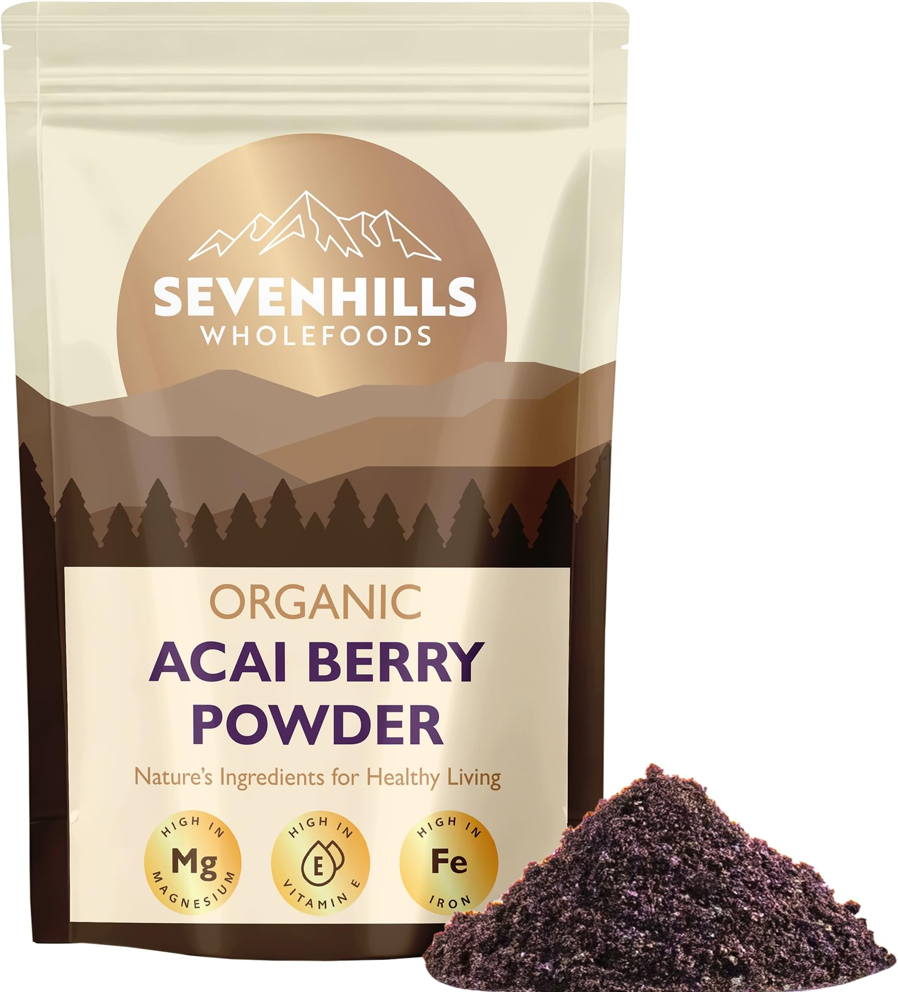 Sevenhills Wholefoods Organic Raw Acai Berry Powder 100g, Freeze-Dried