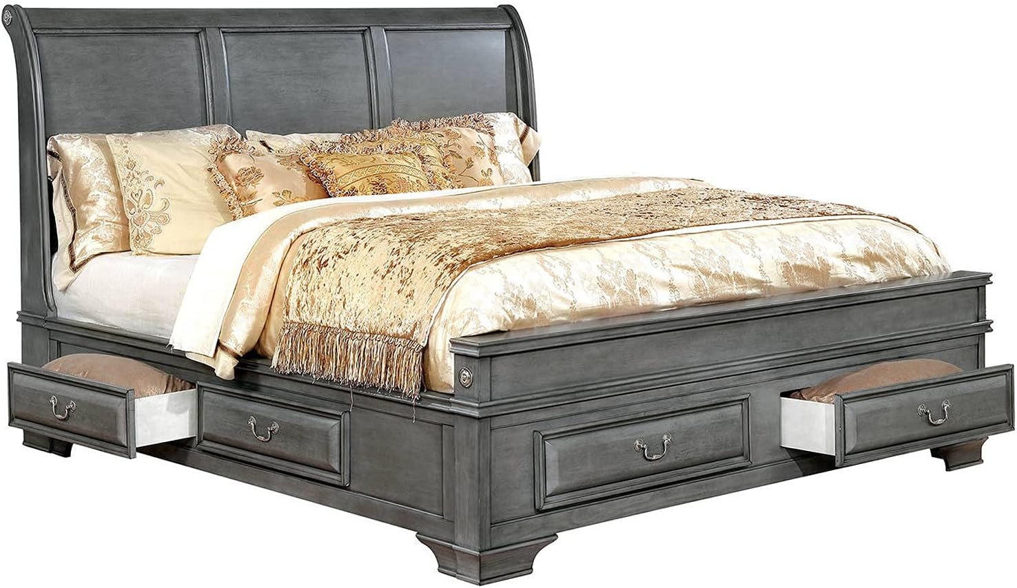 Maykoosh Antique Accents King Size Wooden Storage Bed with