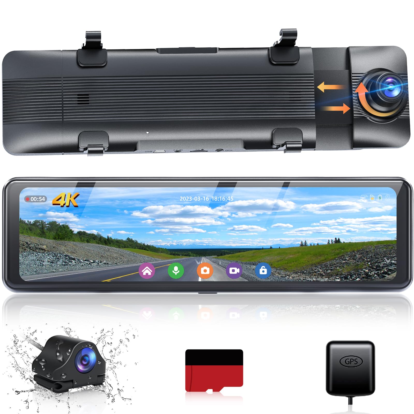 ドライブレコーダー ミラー型 【4K・BSD/ADAS運転補助】 スピード違反 