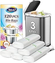 Teivio 3 Liter Small Bin Bags 120 Counts Pedal Bin Liners Thick Plastic Waste Bags for Bathroom, Kitchen, Office, Fit 0.8-1 Gal Mini Rubbish Bin, Clear