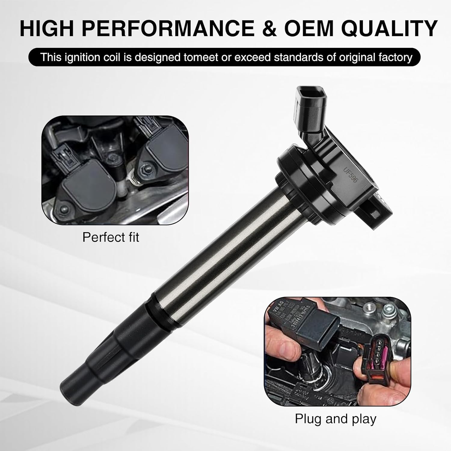 4 PCS Ignition Coil UF596 & Double Iridium Spark Plug 4912 Compatible with Toyota Corolla Prius Matrix CHR 2009-2017 Lexus CT200h 2011-2016 Scion iM xD Pontiac Vibe 1.8 L4 Replace# UF619 C1714