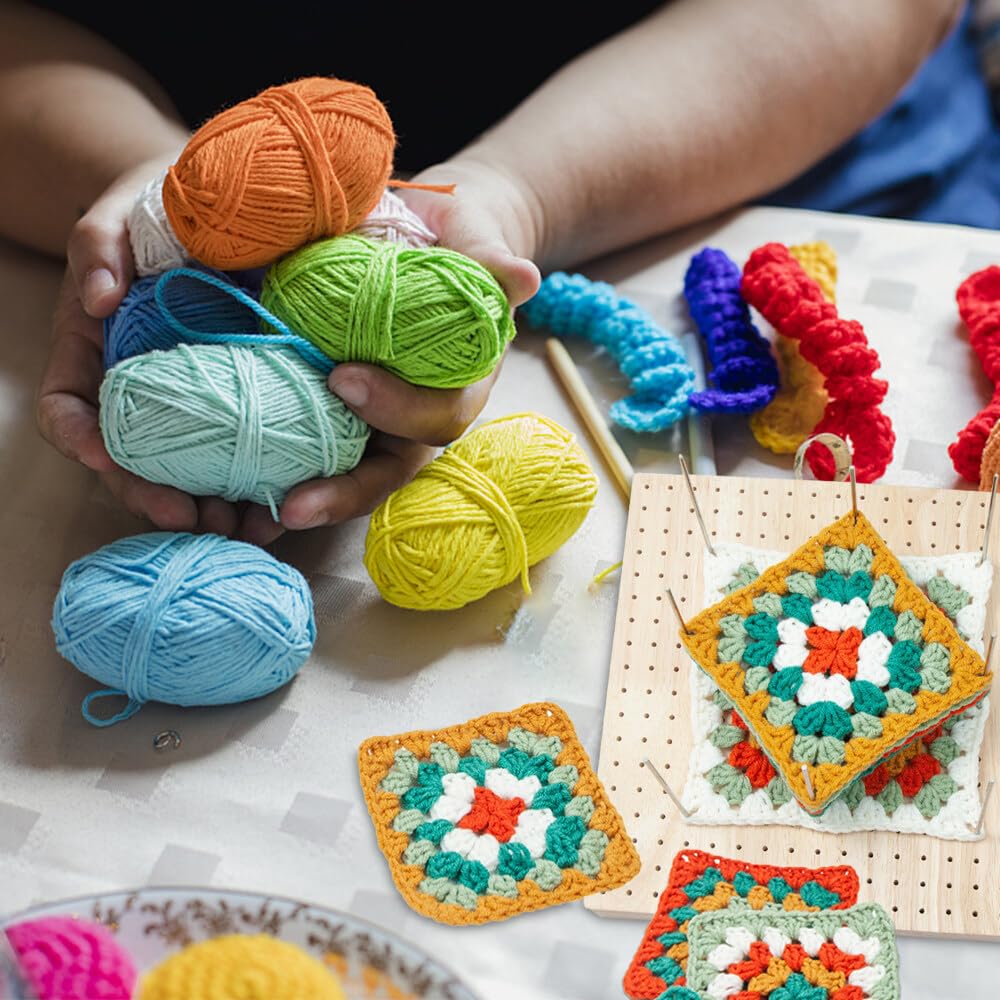 Granny Square Kit de blocage en bois avec crochets en acier pour projets de crochet 20,3 cm Granny Square Kit de blocage en bois avec crochets en acier pour projets de crochet 20,3 cm