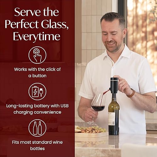 Miniatura 3 de Vin Fresco Dispensador eléctrico de vino y aireador de vino tinto, aireador eléctrico de vino con un botón, aireador de boquilla vertedor de vino