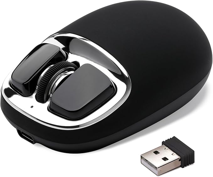 YUNZII C1 Ratón Inalámbrico de Silicona, dpi Máximo 4800 (Negro Plata)