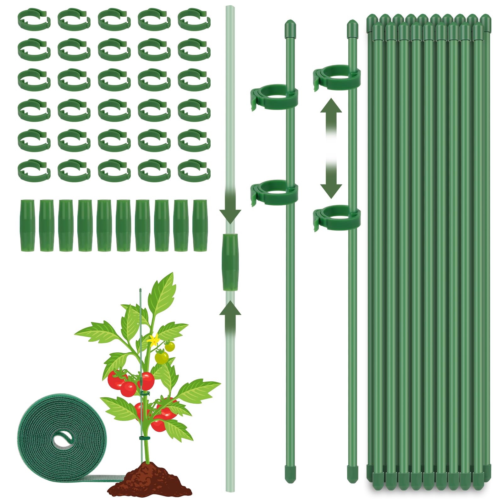 Adiwo Adjustable Plant Support, 30cm Indoor Plant Sticks Support, 66pcs Plant Support Stakes