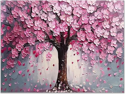 VOCBAN Tree of Life Wall Art The Picture Artwork Canvas Prints Tree Pictures Poster Retro Artwork for Bedroom Living Room Home Decoration(pink