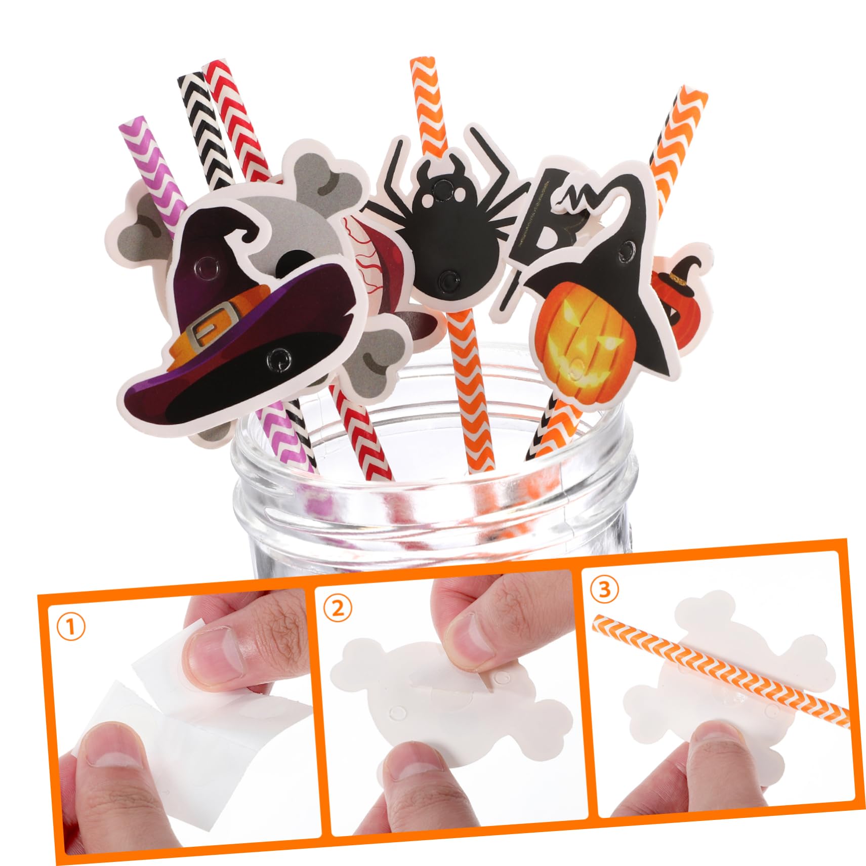 LABRIMP 6confezioni Di Halloween Colorate Con Stampa Strisce Per Feste e Decorazioni Spettrali Per Cocktail e Bevande Festive Sicure e Biodegradabili