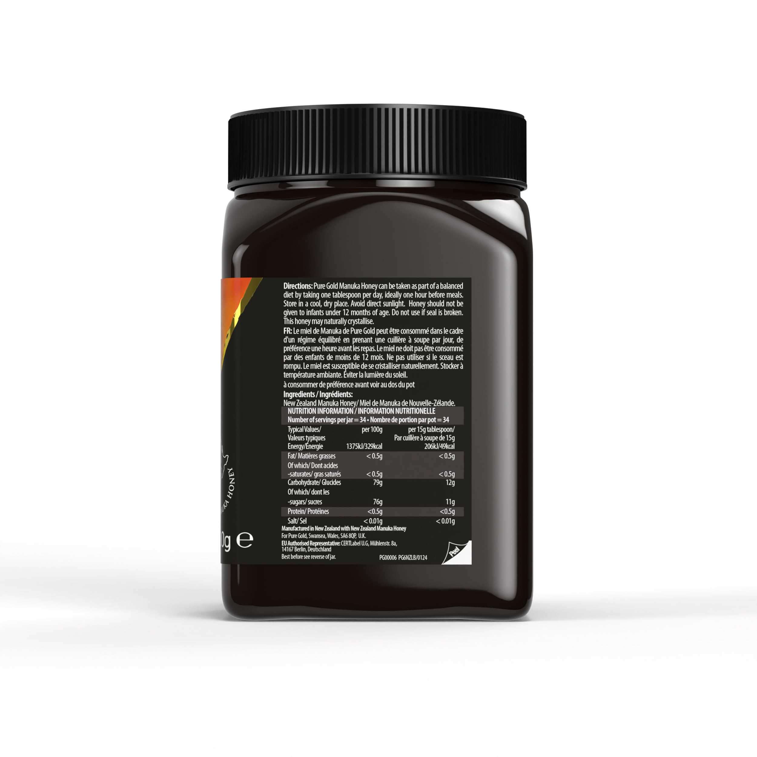 Pure Gold Manuka Honig 850+ MGO zertifiziert, Premium Neuseeland Manuka Honey 500g