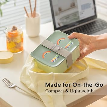 BUYDEEM Ceramic Food Storage Container with Lid, 28 oz, Cozy Greenish