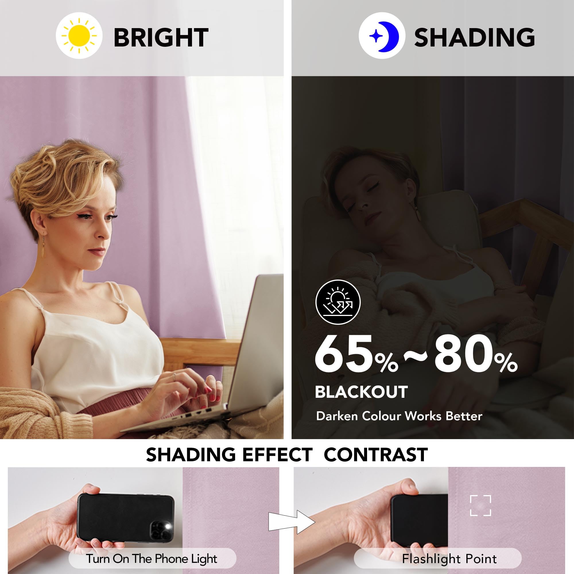 Deconovo Tende Oscuranti per Interni 2 Pezzi 245 CM Altezza, Termiche Isolanti, Anti-Rumore, con Anelli, Ideali per Camera da Letto e Soggiorno, 140x245 CM, Rosa Chiaro