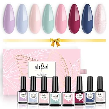 Abgel Uv Gel Nagellack Kit 8 Farben Geschenkset Natural Bare Collection Led Lampe Set Klassische Elegante Serie Nail Art Farbe Lila Pastell Blau Grun Rot Nude Glitter Pink Manikure Amazon De 