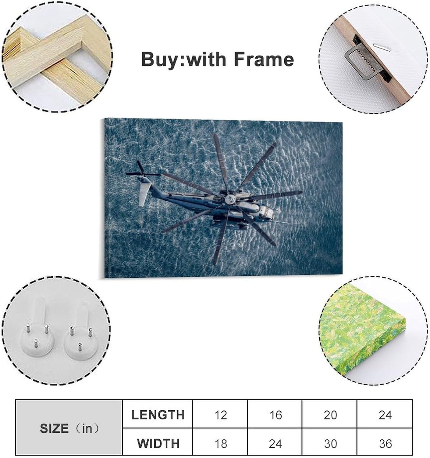 USMC CH-53E Super Stallion Helicopter Marine Corps Mission Military Aviation Art Poster for Boys Room Decor Wall Art Paintings Canvas Wall Decor Home Decor Living Room Decor Aesthetic 16x24inch(40x6 image 3