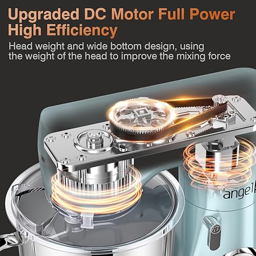 Miniatura 4 de Mini Angel Batidora de pie, batidora eléctrica de cocina de 10 velocidades, batidora de alimentos con cabezal inclinable con gancho para masa,