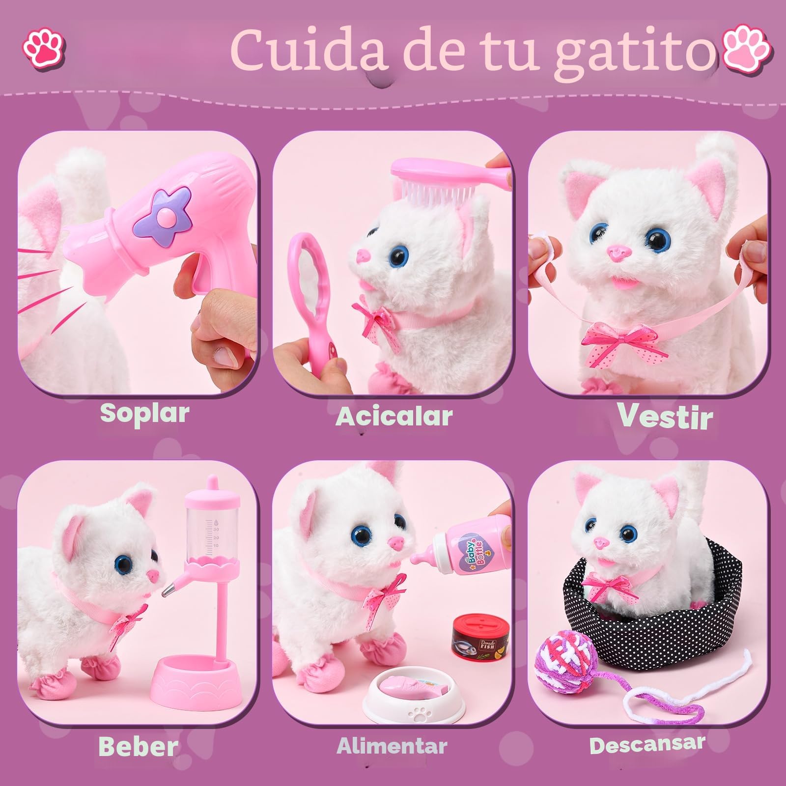Tacobear Juguete Electrónico para Gatos Peluche Interactivo Juguetes para Bebés Que Ladran y Mueven la Cola Regalos para Niñas de 3 4 5 6 Años Juguetes para Niñas de 3 4 5 6 Años