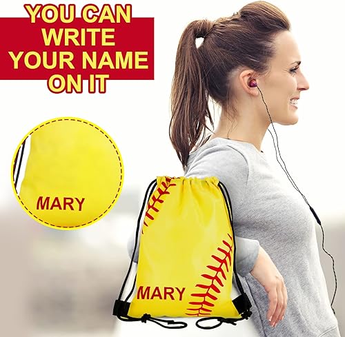 Miniatura 6 de 12 bolsas pequeñas deportivas con cordón para dulces, para fiesta, deporte, con cordón, para regalo, regalos, Amarillo, Estilo Softball