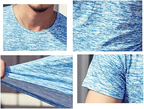 Miniatura 5 de KUYIGO Camisetas deportivas para hombre, camiseta deportiva para correr, gimnasio, entrenamiento, secado rápido, cuello redondo, camiseta con