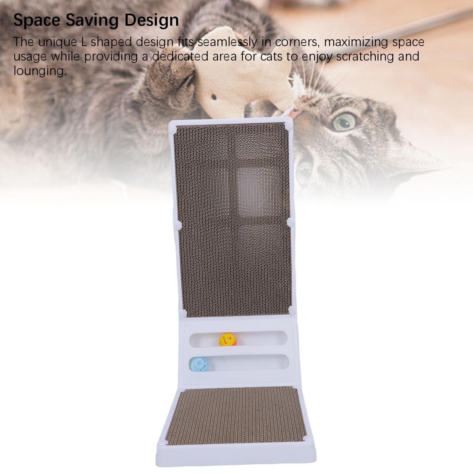 Rascador de gatos, práctico, extraíble, ligero, en forma de L, de cartón ondulado, soporte de pared, tabla vertical para gatos domésticos (blanco)