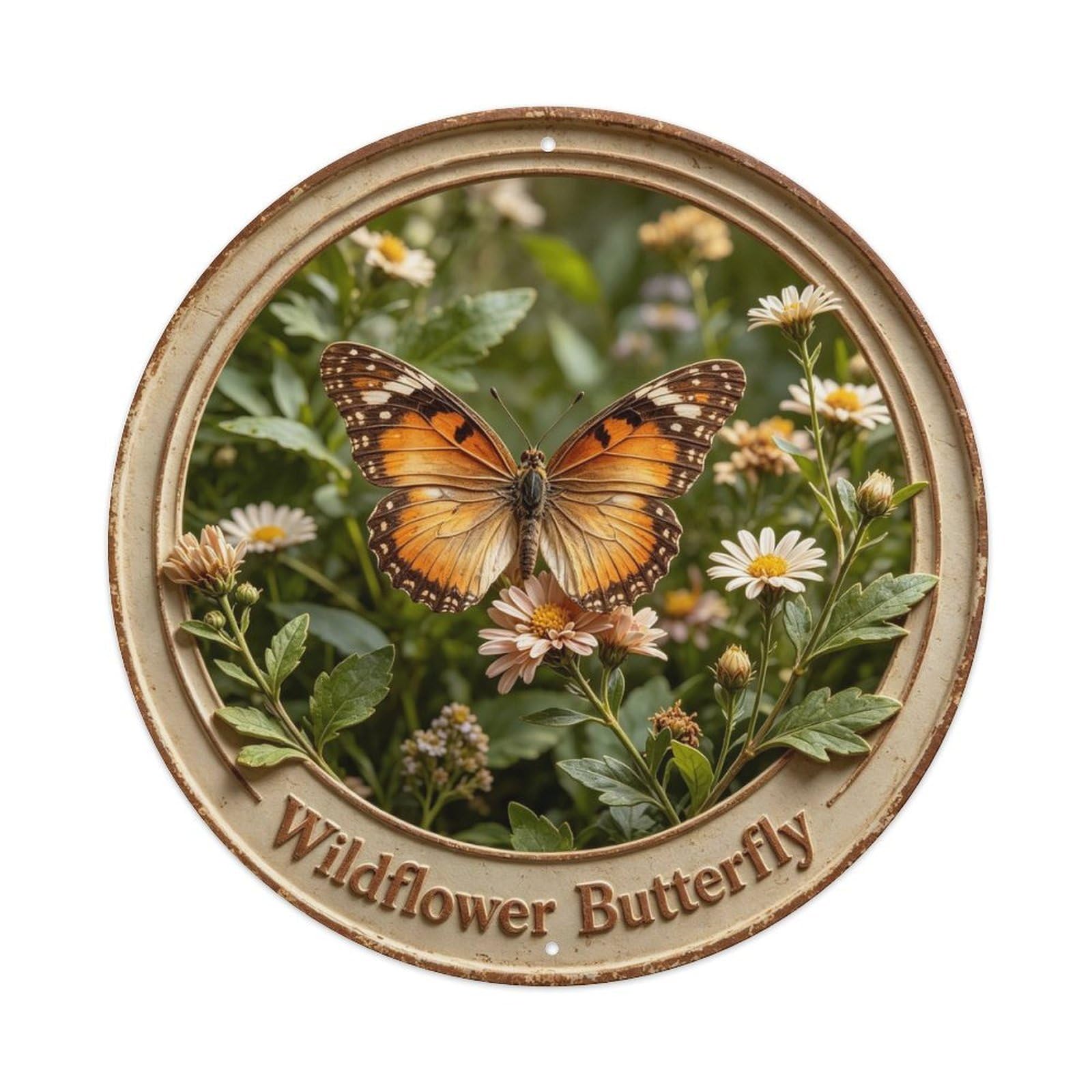 Wildflower Butterfly Metal Tin Sign Plaque