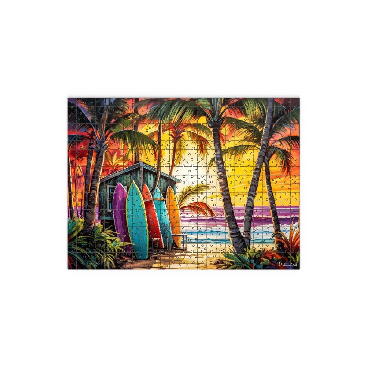 Surfers Dream Jigsaw Puzzle: 1000 Pieces Wood Puzzle For Adults Coastal Landscape, Beach Shack And Surf Boards, Gift For Surfer โ image 1