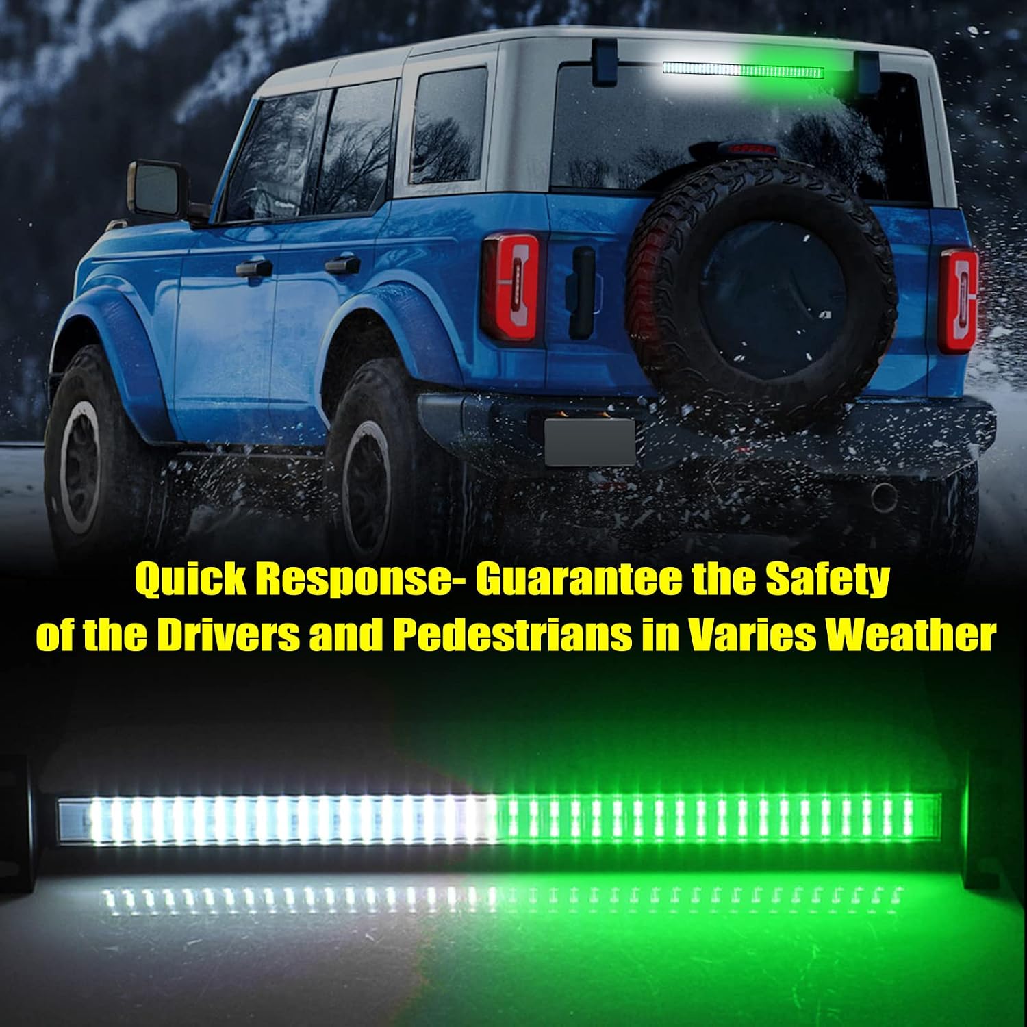 Clidr Emergency Traffic Advisor Strobe Lights 80 Led Strobe Light Bar Safety Hazard Warning Interior Windshield Dash Lights Deck Split Mount for Construction Vehicles Trucks (White Green)