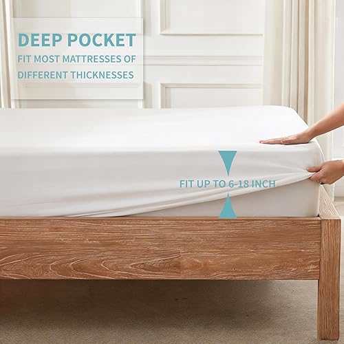 Miniatura 5 de Ruili - Protector de colchón impermeable. Blanco básico, paquete de 1,Blanco,Blanco básico, paquete de 2,2-Blanco,https://www.amazon.com/dp/undefined