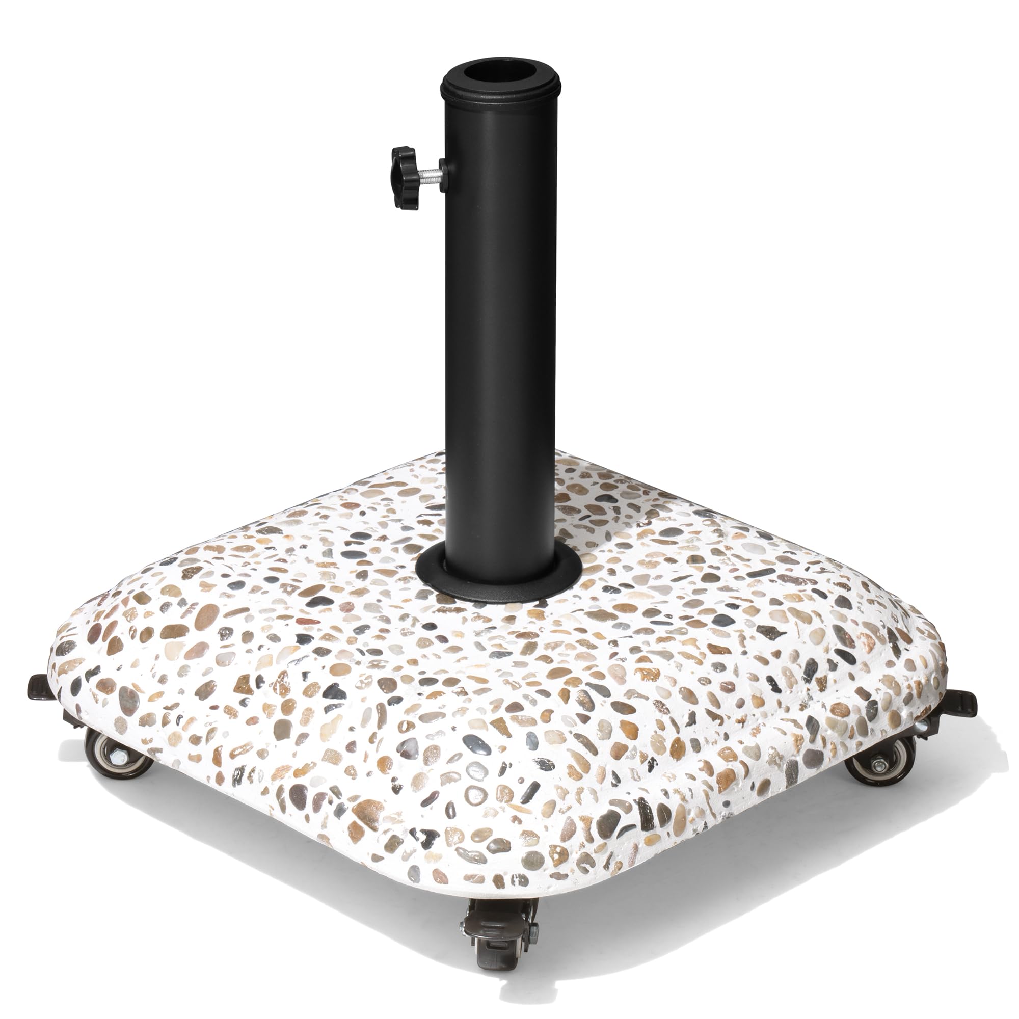 Photo 1 of VredHom Patio Umbrella Base with 4 Wheels,45lbs Square Cobblestone Stand