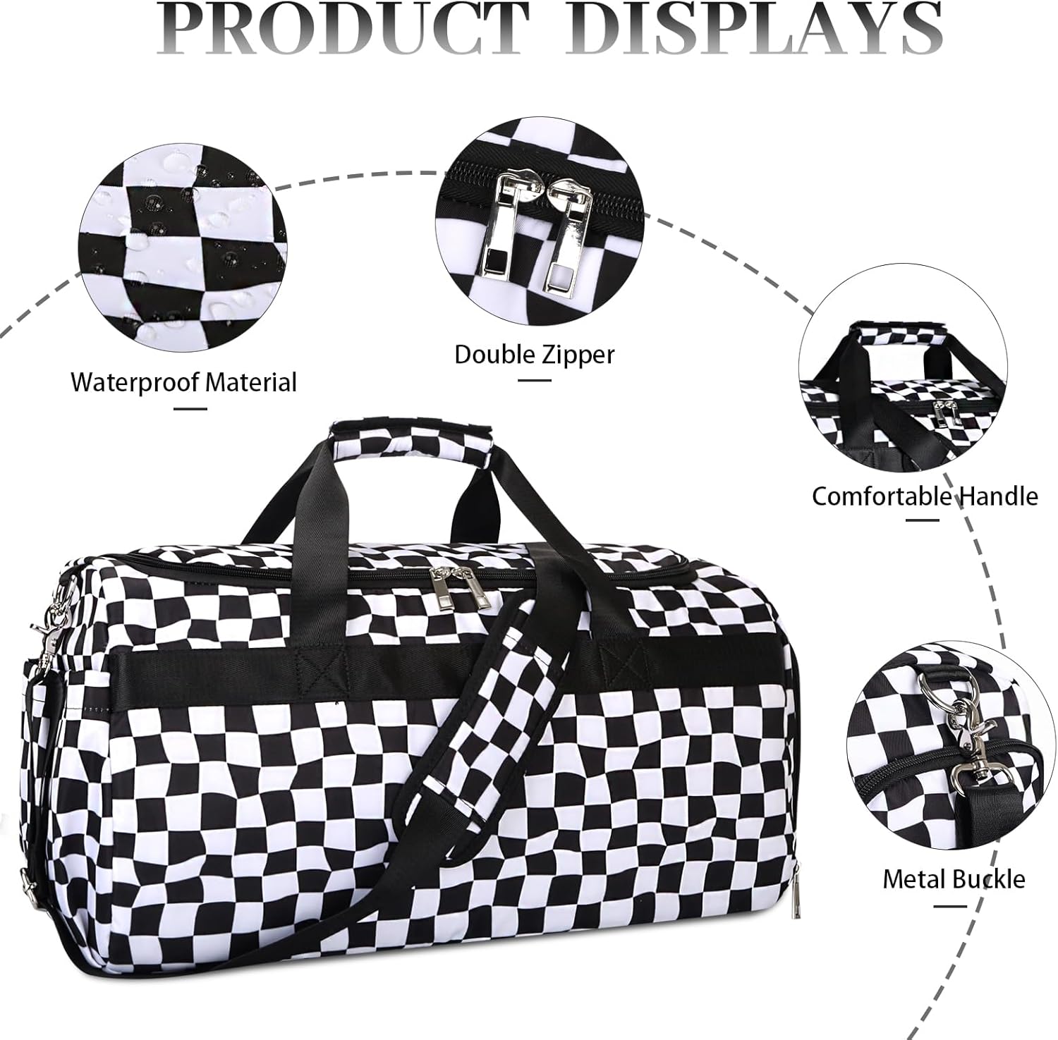 Sports Gym Bag for Men Women, Large Travel Duffle Bag with Shoe Compartment and Wet Pocket, Lightweight Weekender Overnight Bag Fitness Workout Bags for Sports, Gym, Travel - Image 5