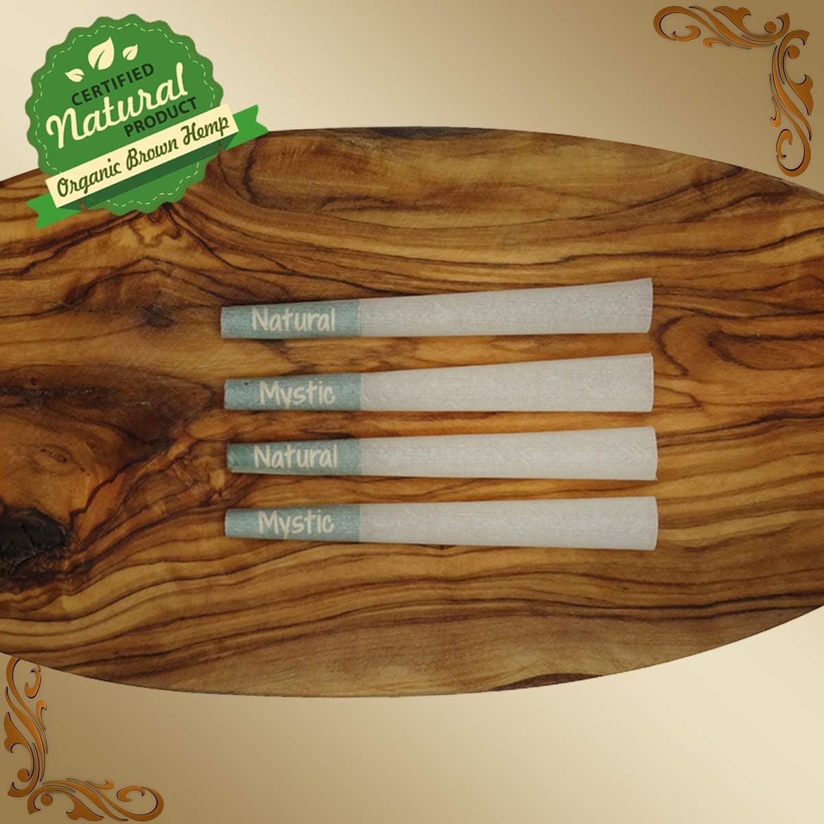 Pre Rolled Cones 1 1/4 Size – 100 Brown Classic Paper Tubes Natural Mystic Organic Rolling Papers With Tips Use Cone Loader Packing Sticks