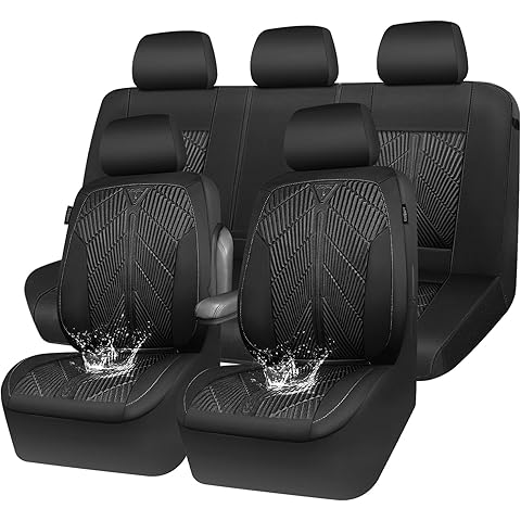 CAR PASS Waterproof Car Seat Covers Full Set,Neoprene Wetsuit, All-Weather Non-Slip Durable, Universal Fit for SUV, Sedans, Trucks, Vans, with Armrest & Airbag Compatibable, All Black