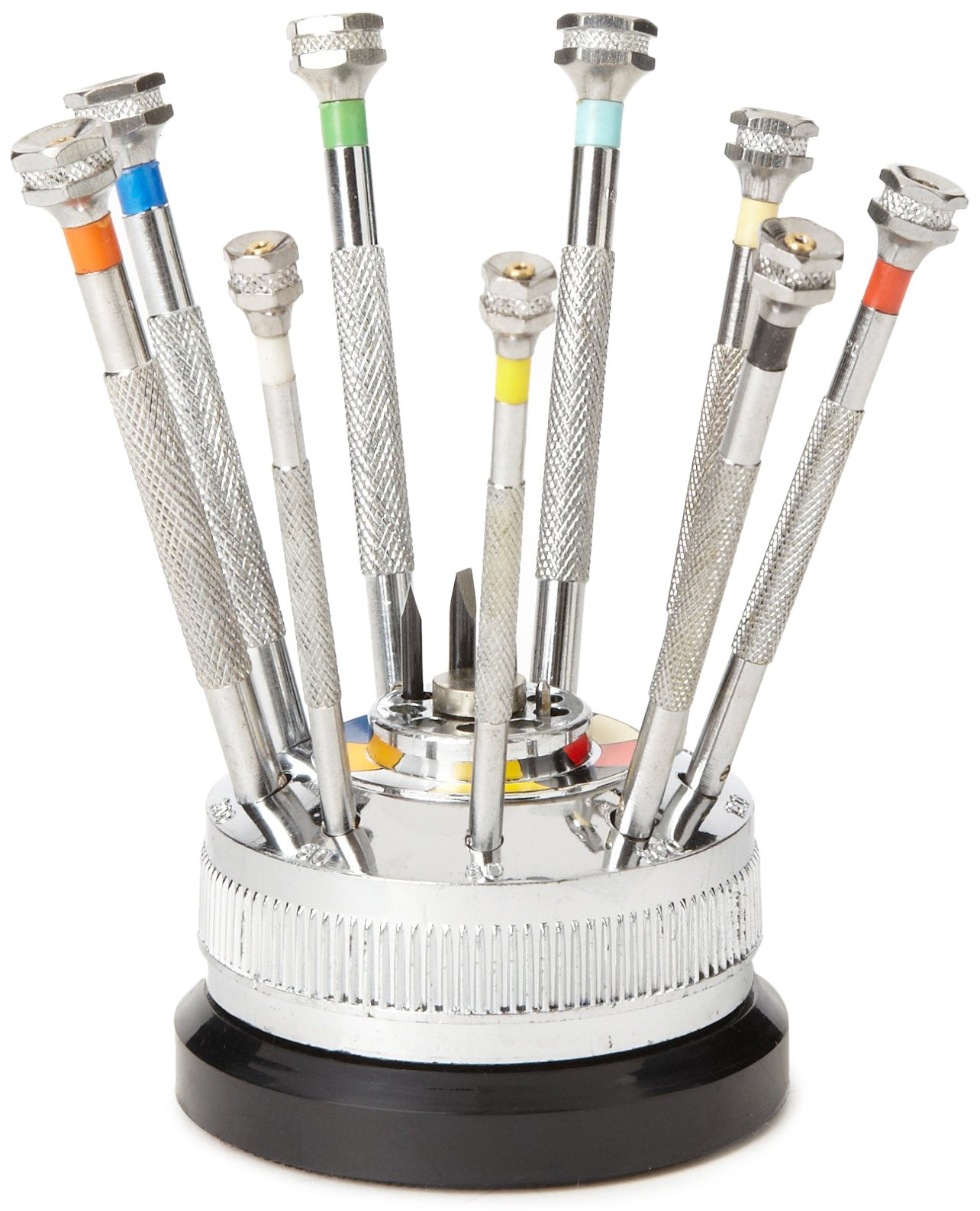 Paylak ECOSCREW9-1NEW 9 Mini Screwdriver Set with Rotating Stand, Extra Blades Hobbyist Economy