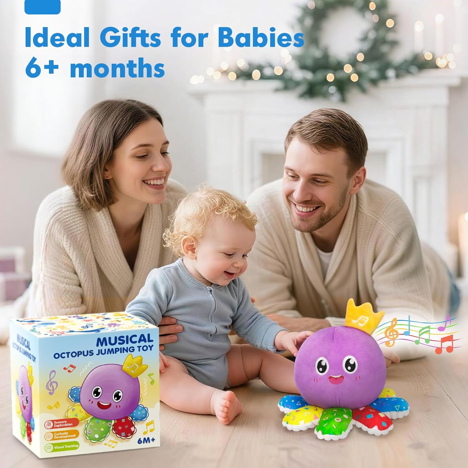 GMAOPHY Baby Toy for 6-12-18 Months – Interactive Crawling Octopus Plush with Music & Sound, Dancing, Tummy Time & Motor Skills Development, for 1 2 3 Year Old Boys & Girls, Birthday Gift