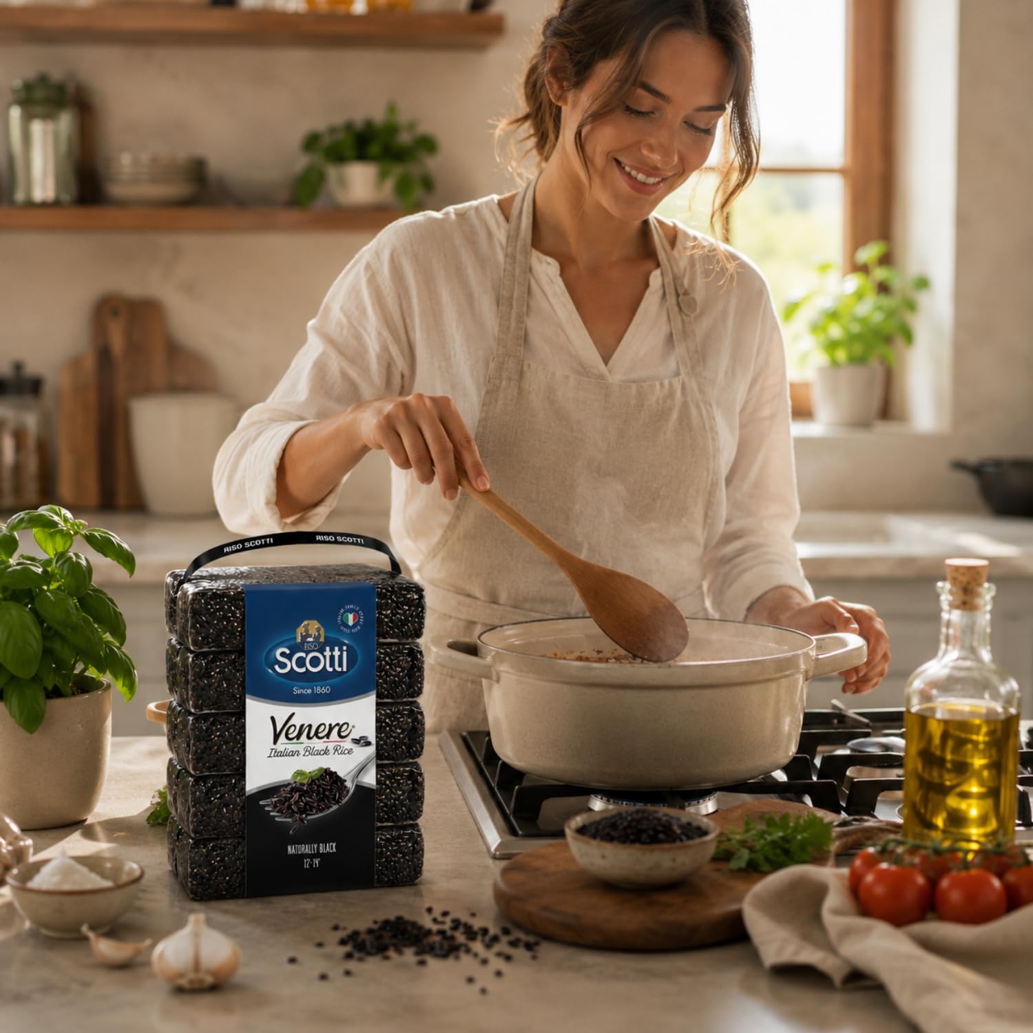 Riso Scotti Schwarzkornreis, Bulk 5,0 kg (5 x 1 kg), Produkt aus Italien, Venere, Premium-Qualität, wilder antiker Vollkornreis, Produkt aus Italien