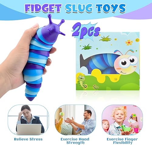 Miniatura 4 de Cevioce Juguetes sensoriales para ansiedad de babosas, juguetes antiestrés para adultos y niños, recuerdos de fiesta, 2 juguetes sensoriales para