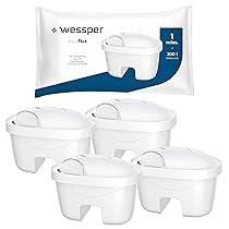 Wessper Filtro Acqua per Caraffa, Cartuccia Filtro acqua a Carboni Attivi Impregnato d’argento, Ricambio per Filtri Laica Bi-Flux, Dafi Unimax, PearlCo – 4 Unità