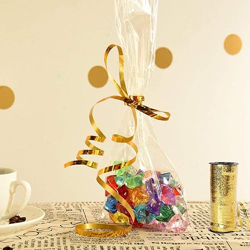 Miniatura 4 de Paquete de 7 cintas rizadoras, cinta rizadora prensada, cinta metálica para envolver regalo, cinta para envolver globos, cinta brillante para