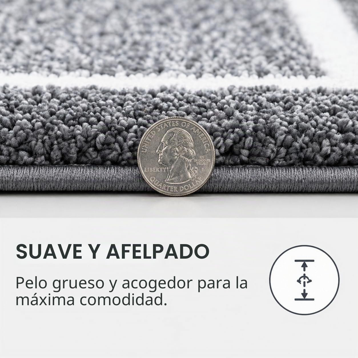 SHACOS Alfombra Baño Antideslizante, Alfombrilla Baño Microfibra Esponjosa Suave, Alfombra Baño Secado Rapido Lavable A Máquina, Apto para Ducha O Bañera, Gris, 45x65cm+U50x60cm