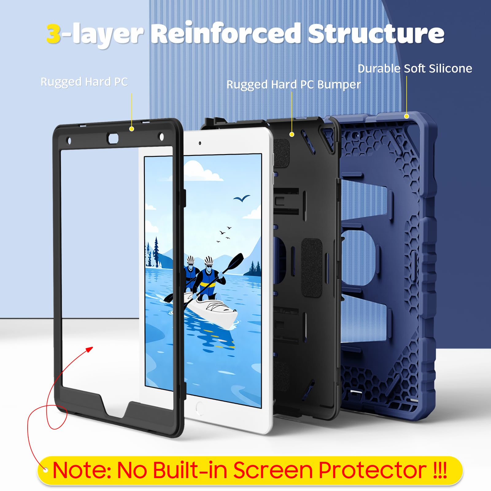 Rugged IPad Case For 10.2 Inch IPad 7th/8th/9th Gen - Heavy Duty Protective Cover With Kickstand