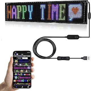 GOTUS LED Sign for Store,Scrolling LED Sign,Flexible LED Color Sign,Bluetooth APP,DIY Design Animations,Text, Graffiti (27''x5'')