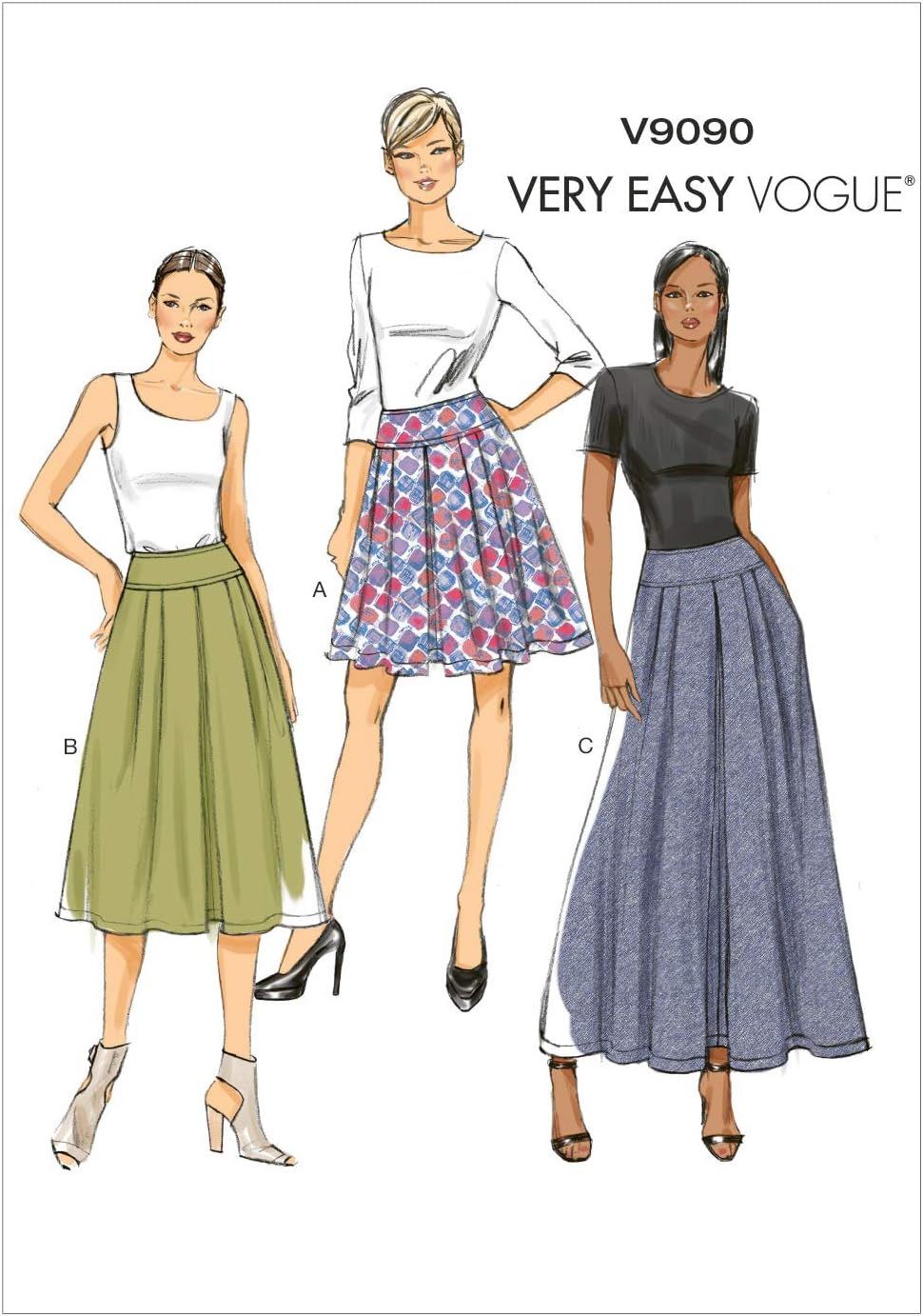 Vogue Patterns9090 A5,Misses Skirt,Sizes 6-8-10-12-14