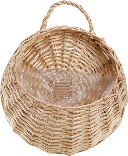 Miniatura 5 de Elsjoy Cesta tejida de mimbre colgante para plantas, cesta decorativa de ratán para colgar en la pared, cestas para macetas para el hogar y el jardín