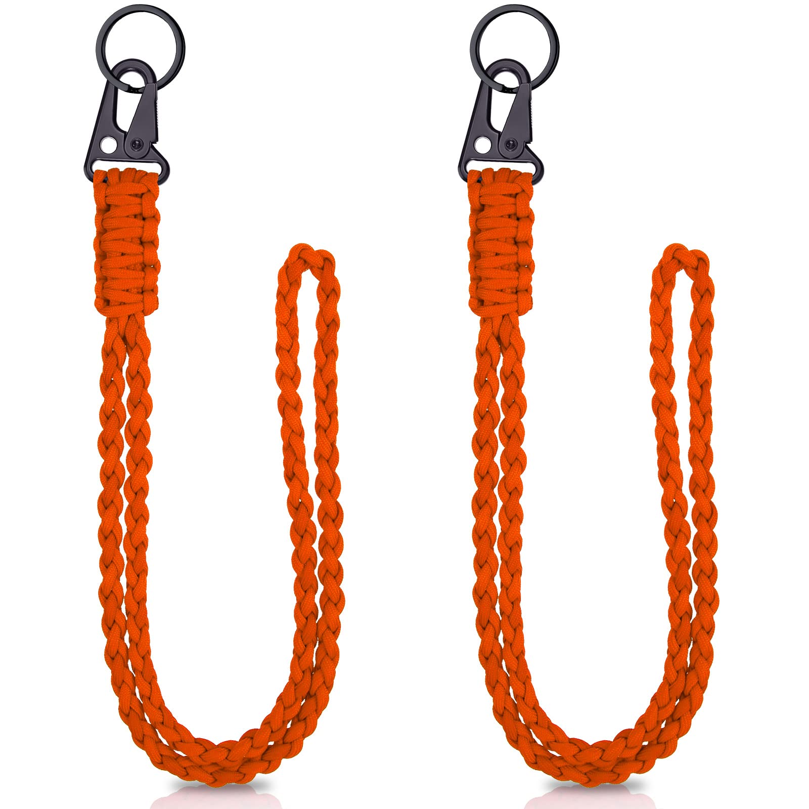 Frienda 2 Set Heavy Duty Paracord Lanyard Necklace Whistles Strap Braided 550 Keychain Lanyard for Outdoor Activities