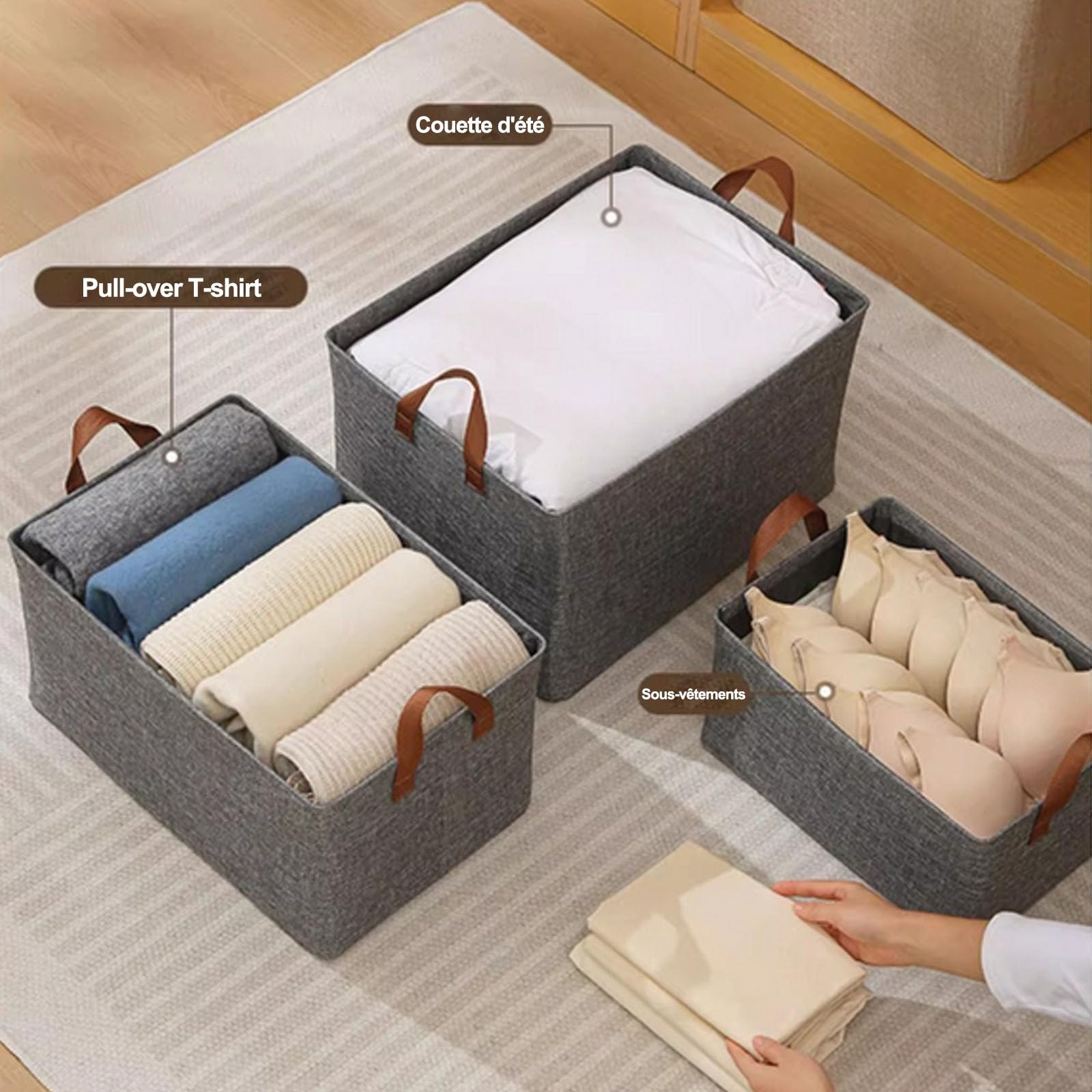 casa corner BoxyTidy - Boîte de Rangement Pliable Ultra Résistante，(30 x 46 x 20 cm), idéale pour ranger vêtements, jouets et fournitures de bureau