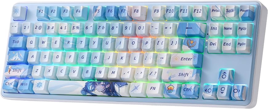 Redragon K707 PRO SE 80% Wireless Gasket RGB Gaming Keyboard, 3-Modes 87 Keys TKL Anime Mechanical Keyboard w/Hot-Swap Socket, PBT Round Keycaps & 5-Layer Noise Dampening, Custom Linear Switch