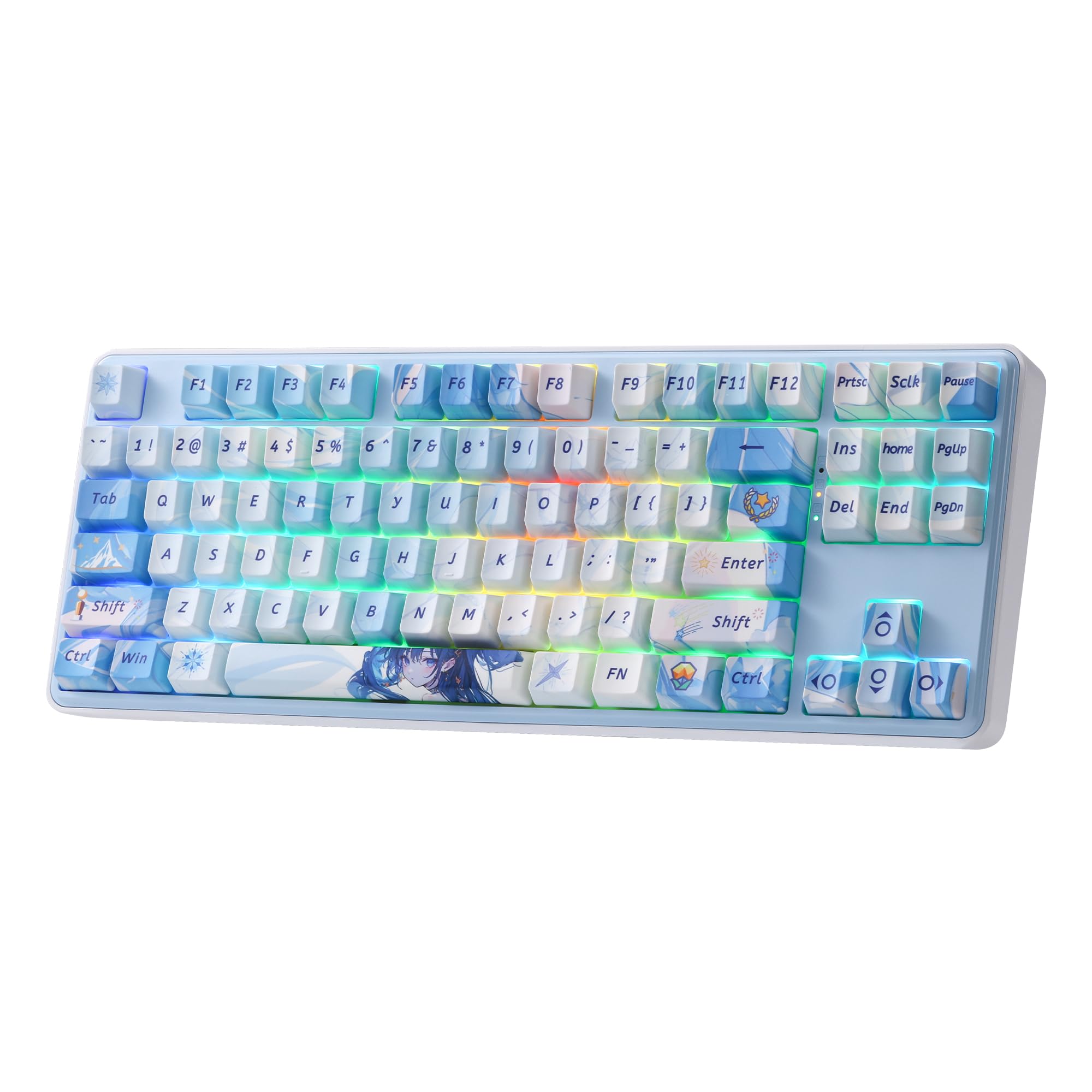 Redragon K707 PRO SE 80% Wireless Gasket RGB Gaming Keyboard, 3 Modes, 87 Keys TKL Anime Metal Keyboard with Hot Swap Base, PBT Keycaps and 5-Layer Noise Reduction, Linear Switches Minze Mambo Schalter K707 PRO SE