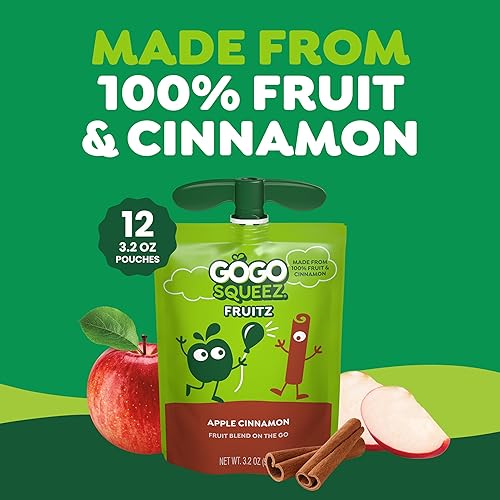 Miniatura 16 de GoGo squeeZ Puré de manzana y puré de frutas, manzana, fresa y plátano, 3.2 onzas (paquete de 12), aperitivos de frutas sin azúcar para niños, sin