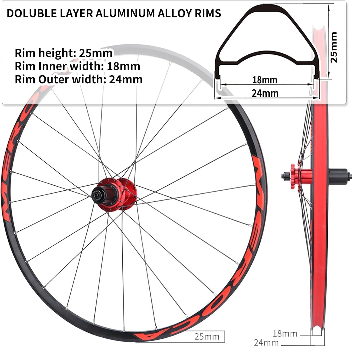 26/27,5 Zoll Schnellspanner Mountainbike Laufradsatz Double Layer Aluminiumlegierung Felgen 32Loch Scheibenbremsnaben Für 8/9/10/11 Fach Kassette