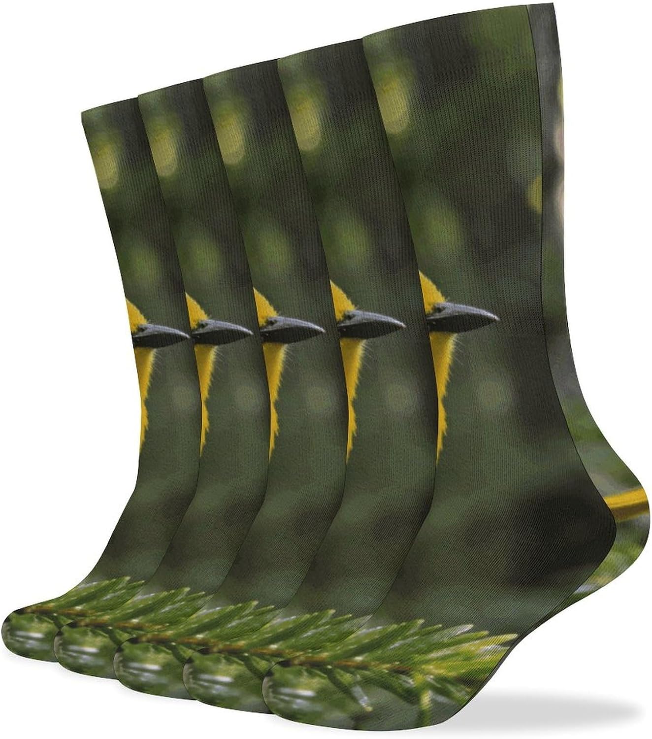 Warbler Crew Socks Cozy Casual Calf Socks Lightweight Long Work Sock Breathable Athletic Sock for Hiking Sports Running 5 Pairs